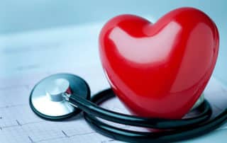 red healthy heart with stetoscope